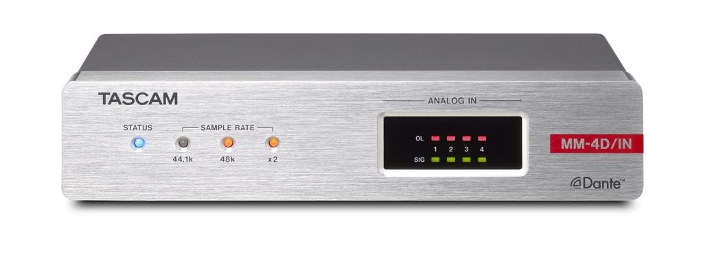 MM-4D-IN-X - kKonwerter 4 Analog Mic/Line Input - DANTE, z DSP. Złacza XLR. 1/2 19", 1U Tascam
