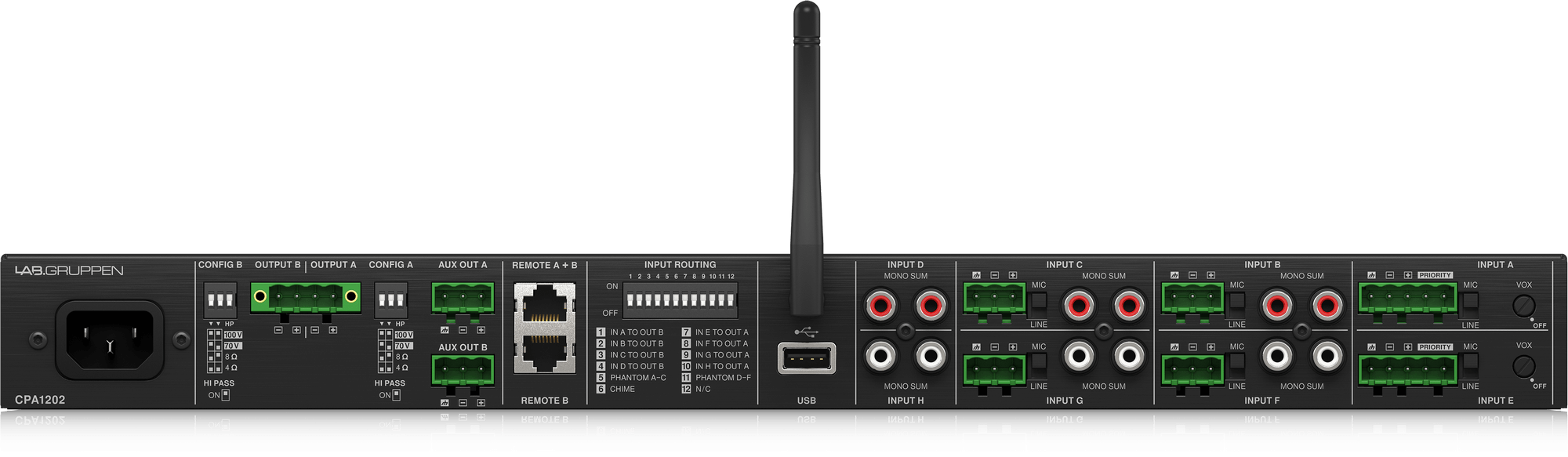 Lab Gruppen CPA1202 Wzmacniacz miksujący 2 x 120W 4Ohm ze złączem Bluetooth i odtwarzaczem USB