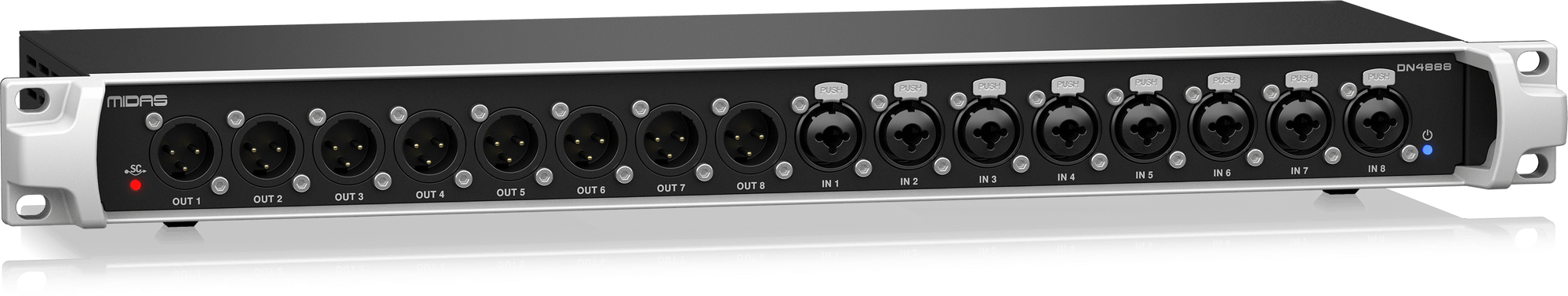 Midas DN4888 Moduł Stage Connect z 8/8 wejściami/wyjściami analogowymi i podwójnymi wejściami Ultranet