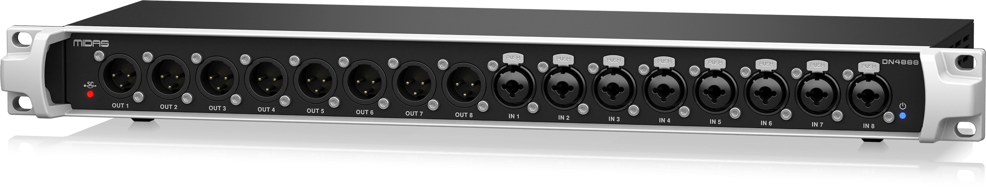 Midas DN4888 Moduł Stage Connect z 8/8 wejściami/wyjściami analogowymi i podwójnymi wejściami Ultranet