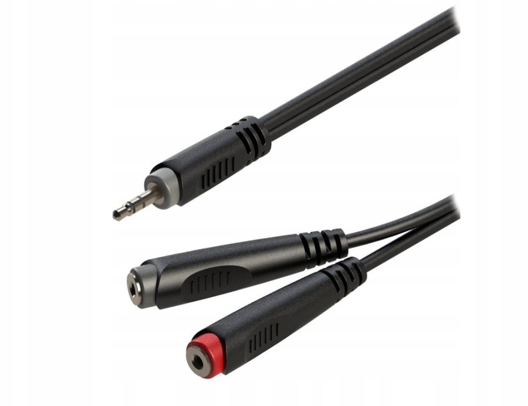 Roxtone RAYC310L02 — kabel Y jack 3,5 mm stereo / 2 gniazda jack 6,3 mm