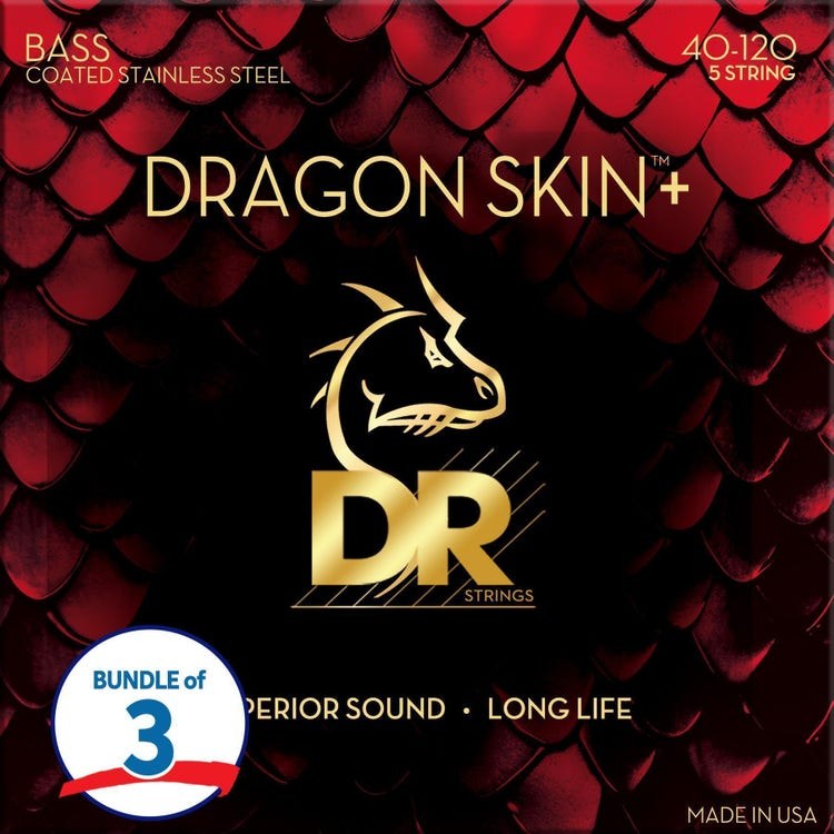 Zdjęcie poglądowe — DR Dragon Skin+ DBS5 40–120 Stainless — struny do basu 5-strunowego
